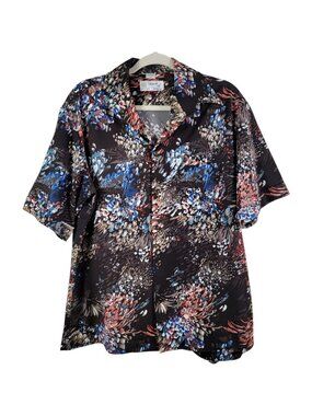 VTG 70s Touch of Class Mens Abstract Retro Disco Dagger Short Sleeve Shirt L